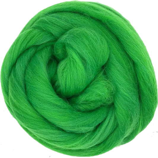 Green yarn ball on a white background
