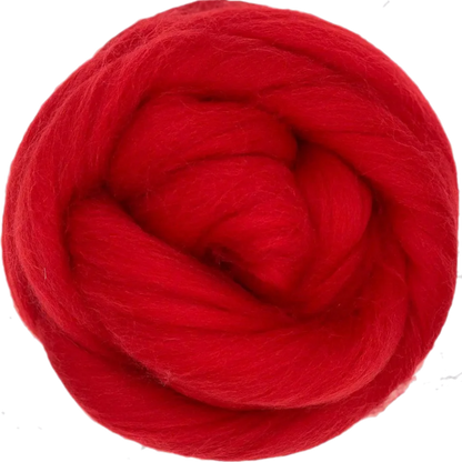 Scarlet colour wool on a white background