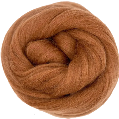 Brown skein of yarn on a white background