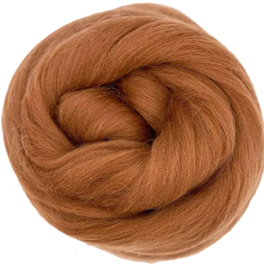 Brown skein of yarn on a white background