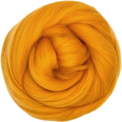 Ball of bright orange yarn on a white background